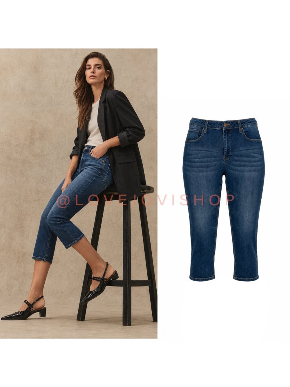 Jeans | Max Jeans Mid Rise Dark Wash Denim Capris | Stretch Cotton | 14